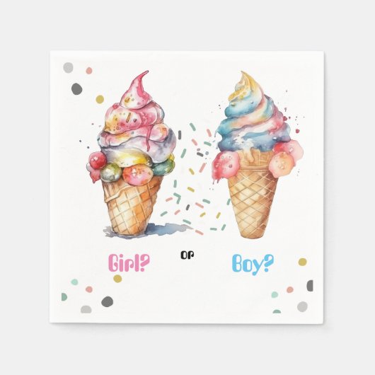 アイスクリーム性別の表示パーティー スタンダードカクテルナプキン (正面)