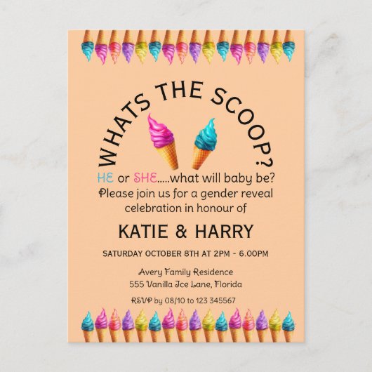 アイスクリーム性別の表示 ポストカード (正面)