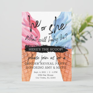 アイスクリーム性別の表示 招待状