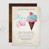 アイスクリーム性別リビール招待状 – 小 招待状 (正面/裏面)