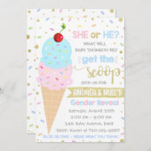 アイスクリーム性別リビール招待状、性別リビール 招待状 (正面/裏面)