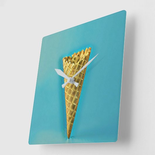 アイスクリーム愛好家のためのワッフルコーン スクエア壁時計 (傾斜)