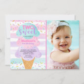 アイスクリーム招待状2つの甘い2番目の誕生日 招待状 (正面)