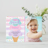 アイスクリーム招待状2つの甘い2番目の誕生日 招待状 (スタンド正面)