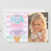 アイスクリーム招待状3は甘い3歳の誕生日 招待状 (正面)