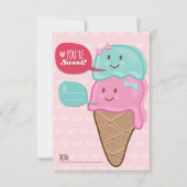 アイスクリーム教室スクールキッズバレンタインデー 招待状 (正面)