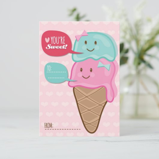 アイスクリーム教室スクールキッズバレンタインデー 招待状 (スタンド正面)
