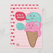 アイスクリーム教室スクールキッズバレンタインデー 招待状 (正面/裏面)