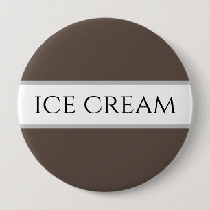 アイスクリーム文字おもしろいチョコレートブラウン白ストライプ粒 缶バッジ
