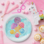 アイスクリーム棒つきキャンデーとキャンディ ペーパープレート (パーティー)
