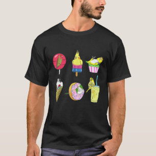 アイスクリーム棒つきキャンデーレモンドリンクドーナツカップケーキキュート Tシャツ
