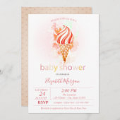 アイスクリーム水玉模様ベビーシャワー 招待状 (正面/裏面)