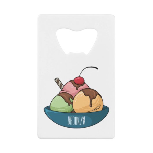 アイスクリーム漫画イラストレーション クレジットカード栓抜き (正面)