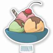 アイスクリーム漫画イラストレーション シール (正面)