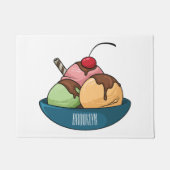 アイスクリーム漫画イラストレーション ドアマット (正面)