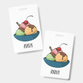 アイスクリーム漫画イラストレーション バッジ (正面＆裏面)