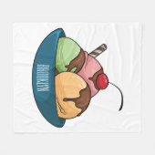 アイスクリーム漫画イラストレーション フリースブランケット (正面(横))