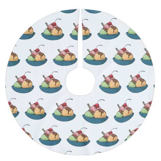 アイスクリーム漫画イラストレーション ブラッシュドポリエステルツリースカート (正面)