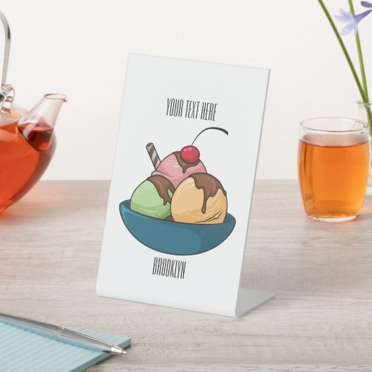 アイスクリーム漫画イラストレーション 台座サイン (インサイチュ)