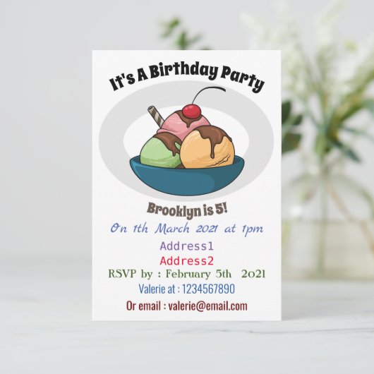 アイスクリーム漫画イラストレーション 招待状 (スタンド正面)