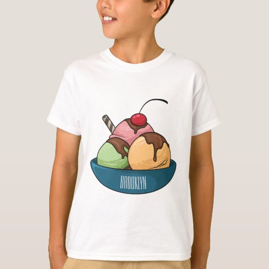 アイスクリーム漫画イラストレーション Tシャツ (正面)