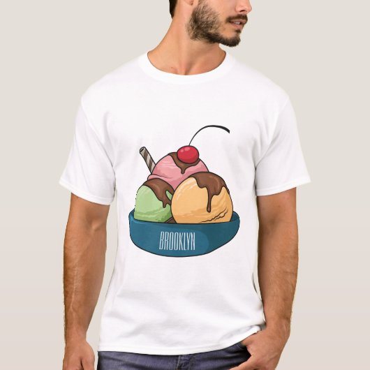 アイスクリーム漫画イラストレーション Tシャツ (正面)