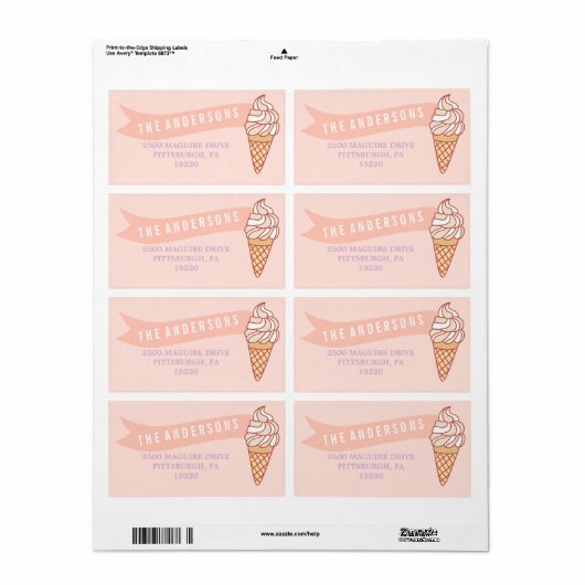 アイスクリーム社会差出人住所ラベル ラベル (フルシート)