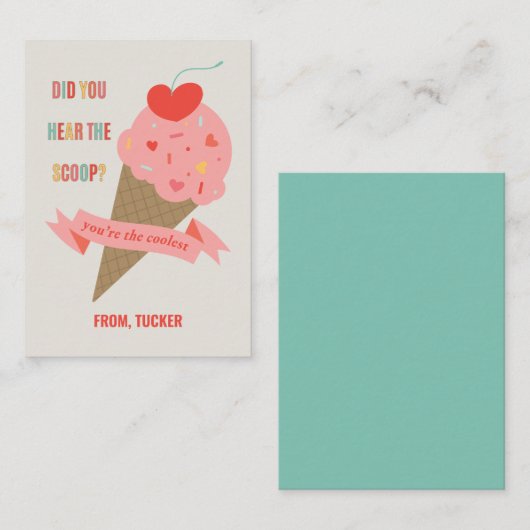 アイスクリーム耳スクープ教室バレンタインカード エンクロージャーカード (正面/裏面)
