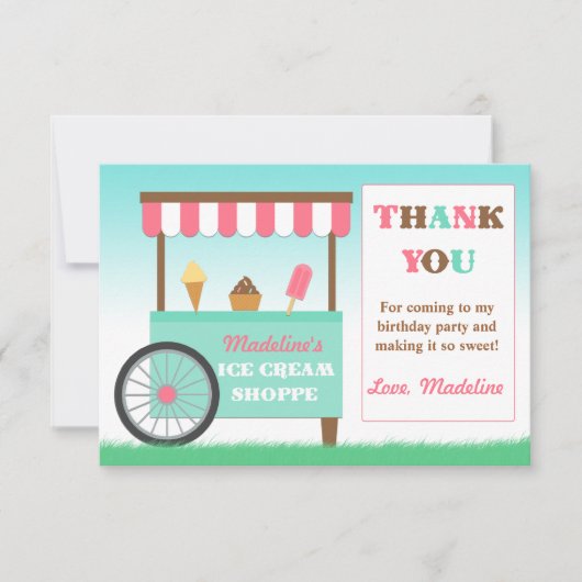 アイスクリーム誕生パーティーありがとう サンキューカード (正面)
