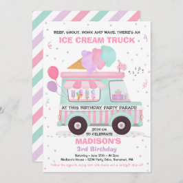 アイスクリーム誕生パーティードライブバイ誕生日パレード 招待状