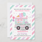 アイスクリーム誕生パーティードライブバイ誕生日パレード 招待状 (正面)