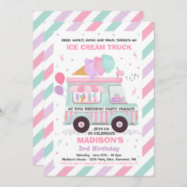 アイスクリーム誕生パーティードライブバイ誕生日パレード 招待状