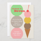 アイスクリーム誕生パーティー招待状 招待状 (正面/裏面)