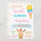 アイスクリーム誕生日の招待状スウィートパーティー招待状 招待状 (正面/裏面)