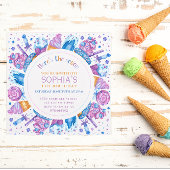 アイスクリーム誕生日ガールズキッズはこちらスクープ 招待状