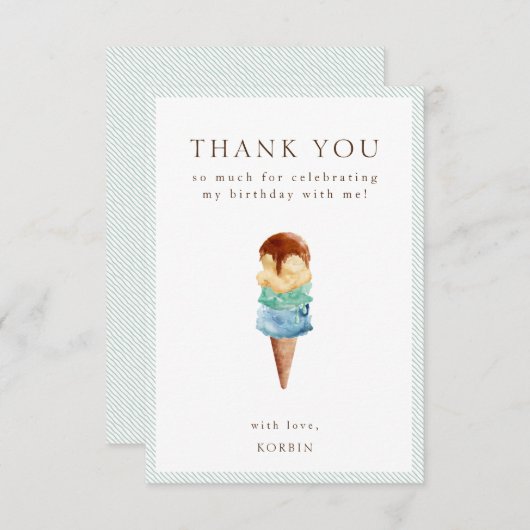 アイスクリーム誕生日サンキューカード サンキューカード (正面/裏面)