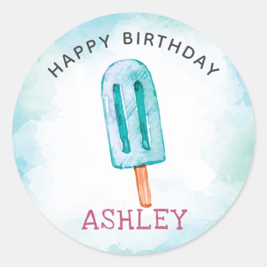 アイスクリーム誕生日ハッピーバースデー ラウンドシール (正面)