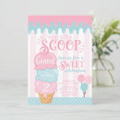 アイスクリーム誕生日パーティーの招待スノーコーン 招待状 (スタンド正面)