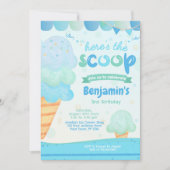 アイスクリーム誕生日パーティーの招待状 招待状 (正面)