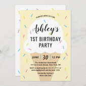 アイスクリーム誕生日パーティーの招待状 招待状 (正面/裏面)