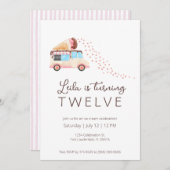 アイスクリーム誕生日パーティーの招待状 案内状 (正面/裏面)