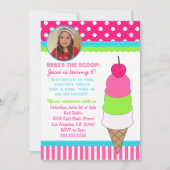 アイスクリーム誕生日パーティーの招待 招待状 (正面)