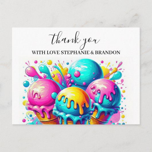 アイスクリーム誕生日パーティーサンキューカード ポストカード (正面)