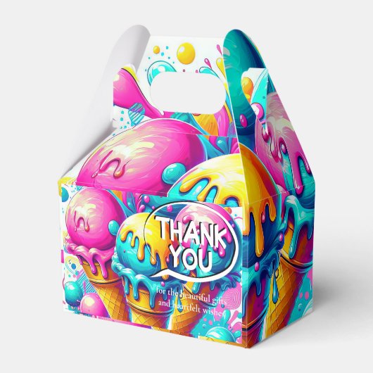 アイスクリーム誕生日パーティー フェイバーボックス (正面サイド)