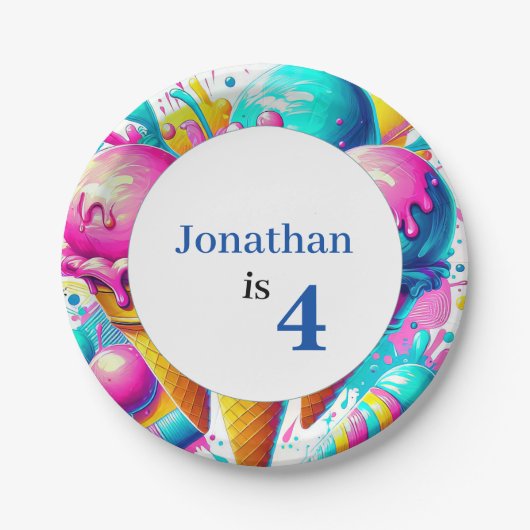 アイスクリーム誕生日パーティー ペーパープレート (正面)