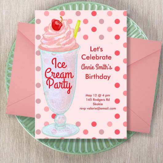 アイスクリーム誕生日パーティー 招待状