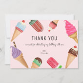 アイスクリーム誕生日ピンクサンキューカード (正面)