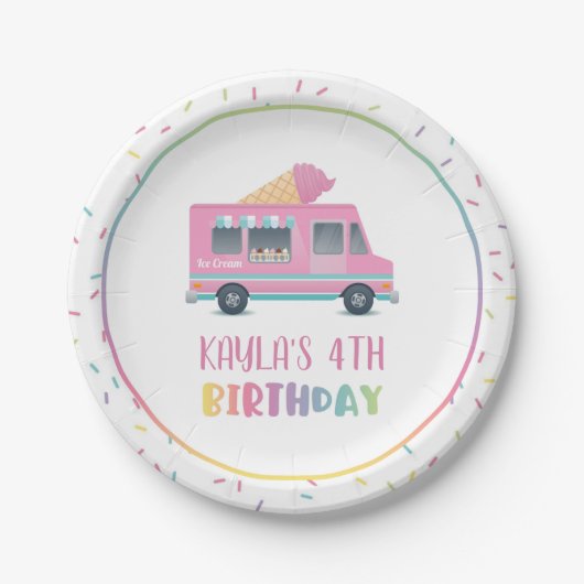 アイスクリーム誕生日プレート ペーパープレート (正面)