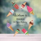 アイスクリーム誕生日プールサマーパーティー アクリルサイン (ニュートラル)
