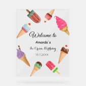 アイスクリーム誕生日プールサマーパーティー アクリルサイン (正面)
